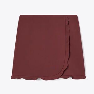 Tory Burch Ruffle Stretch Golf Skirt Skort, Dark Sangria, Size 8